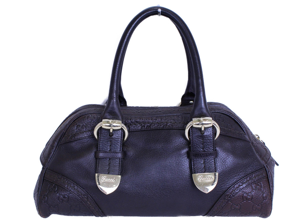 Gucci Bag Handbag Brown Leather Boston ssima - Picture 1 of 9